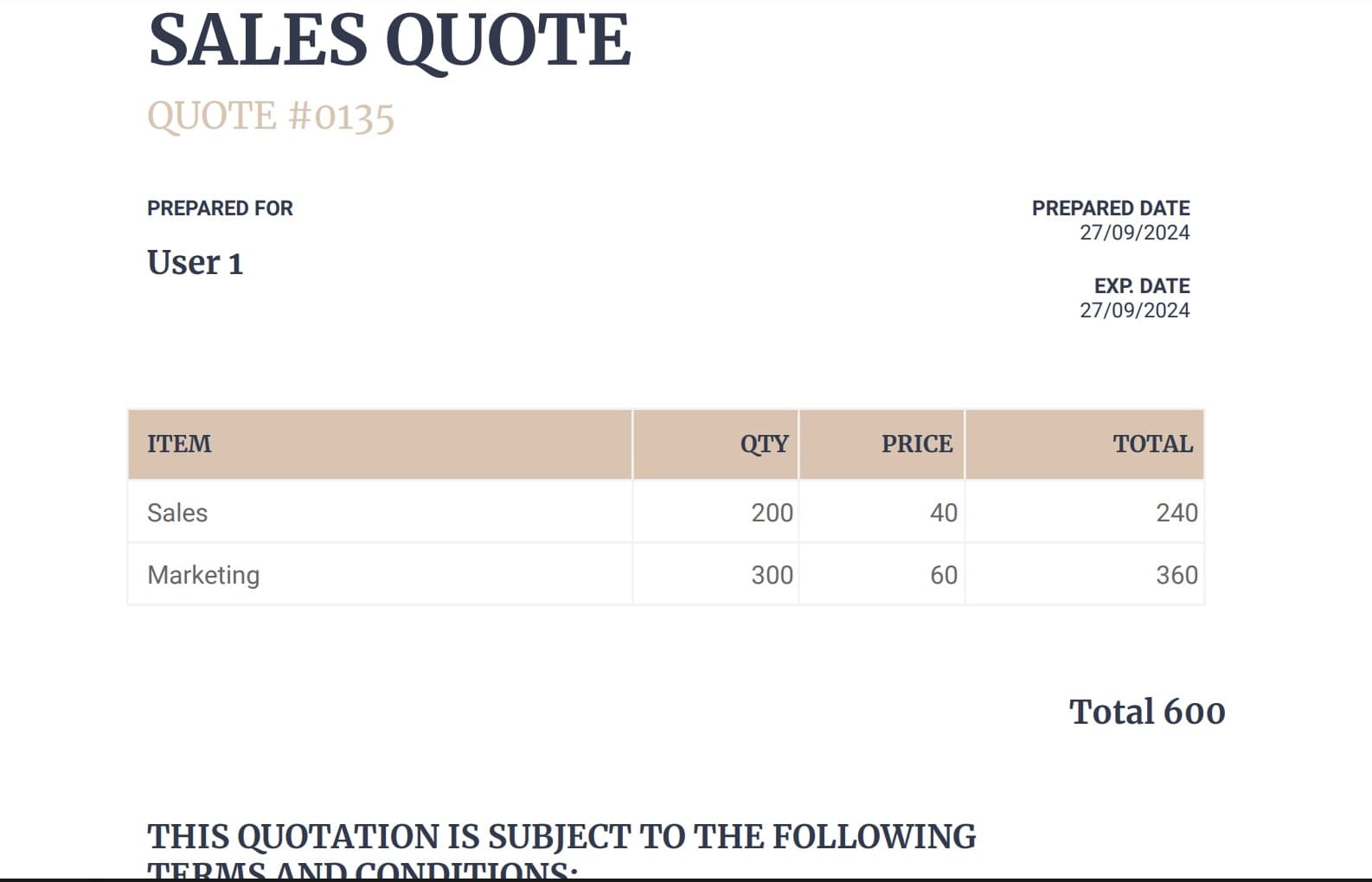 An invoice generated by Typeflow