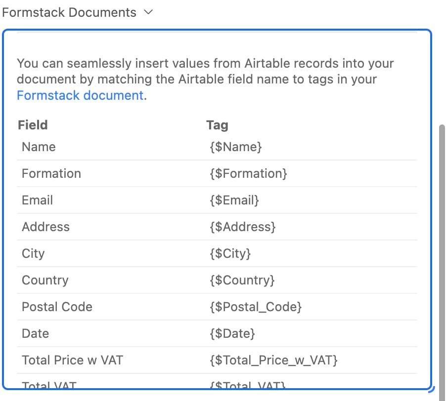 Doing the mapping requires back and forth between Airtable and Formstack