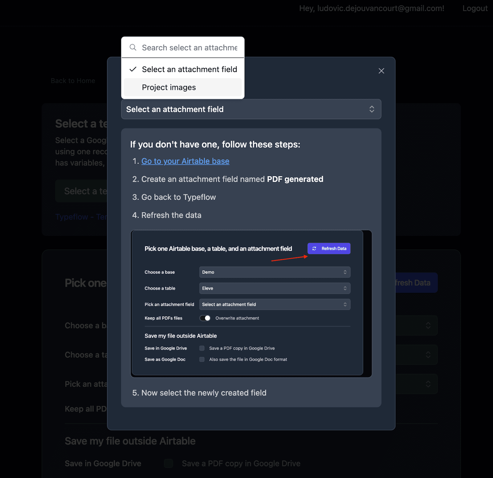 Select attachment field