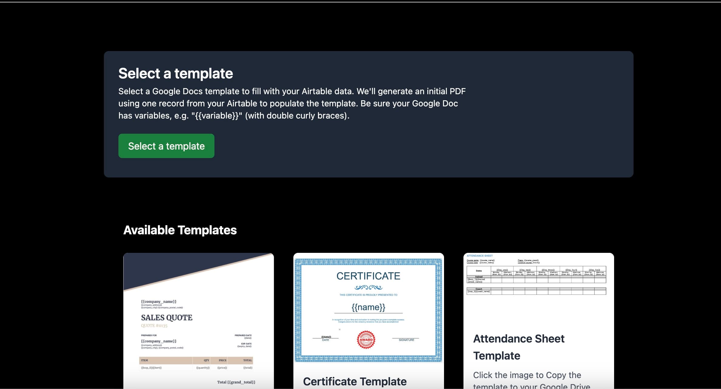 Choose a template from Google Docs
