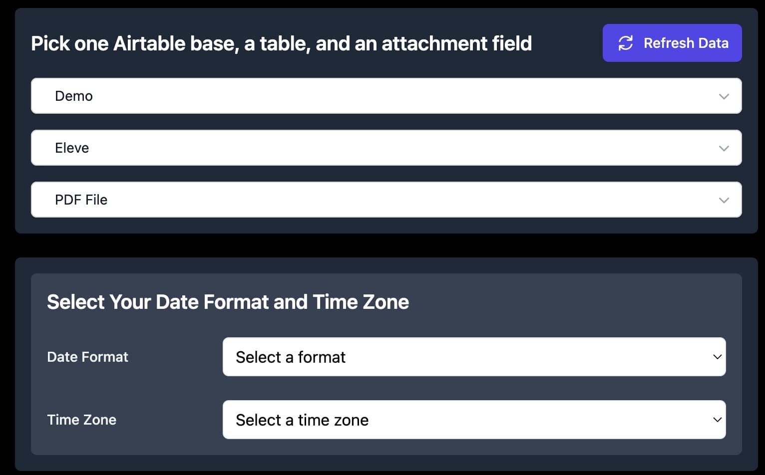 Select a format date and timezone if needed