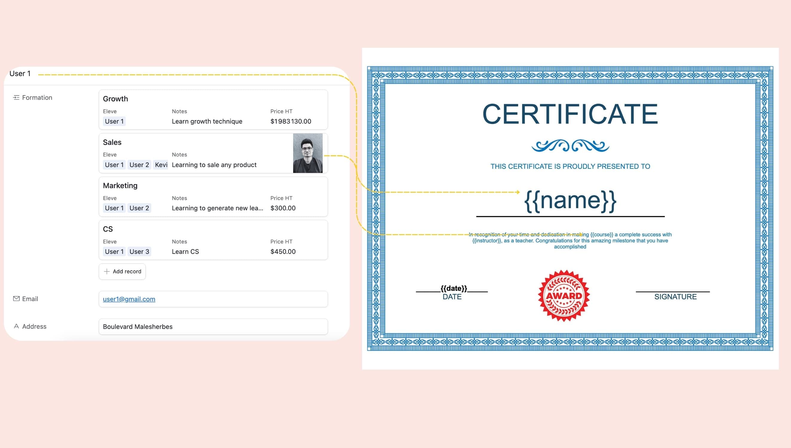 Generate Certificates from Airtable data & Docs/Slides templates