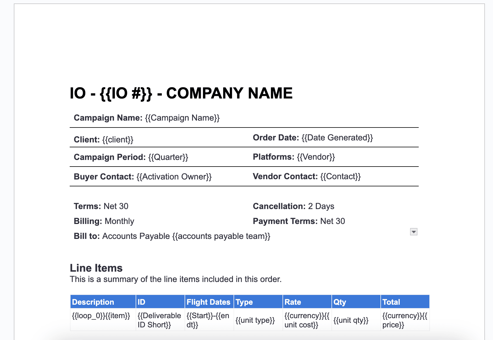 Invoice with Condition