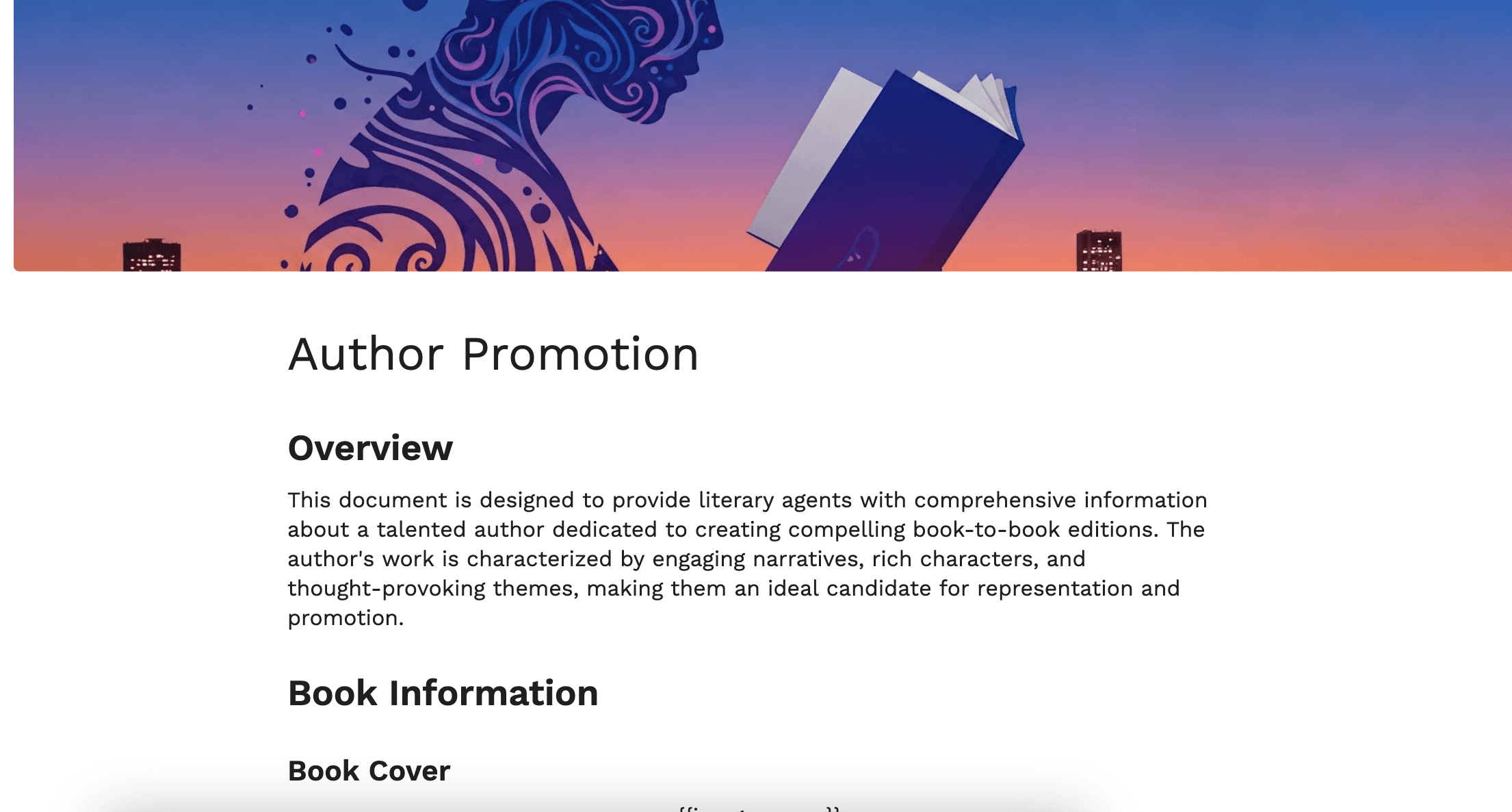 Product Catalog for Literary Agent