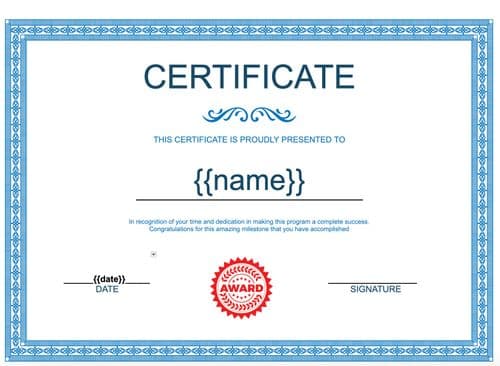 Blue Certificate Template