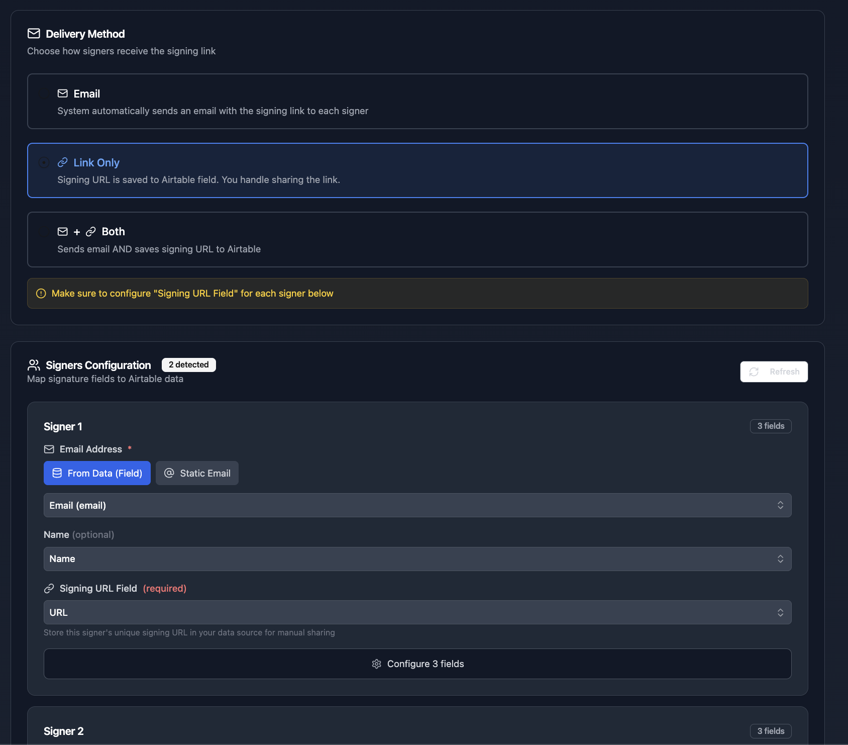 E-Signature basic settings configuration
