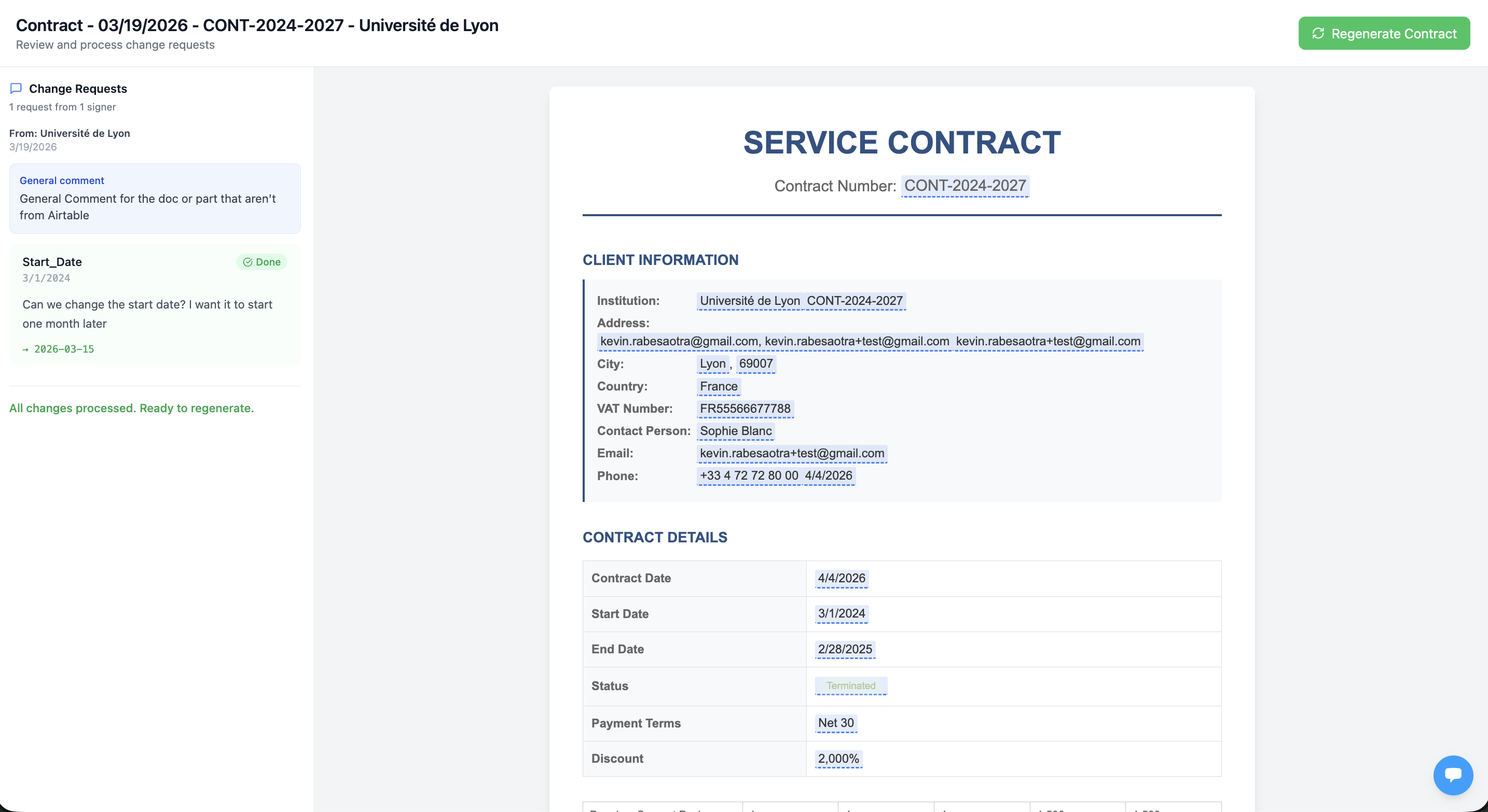 Owner reviewing and accepting change requests